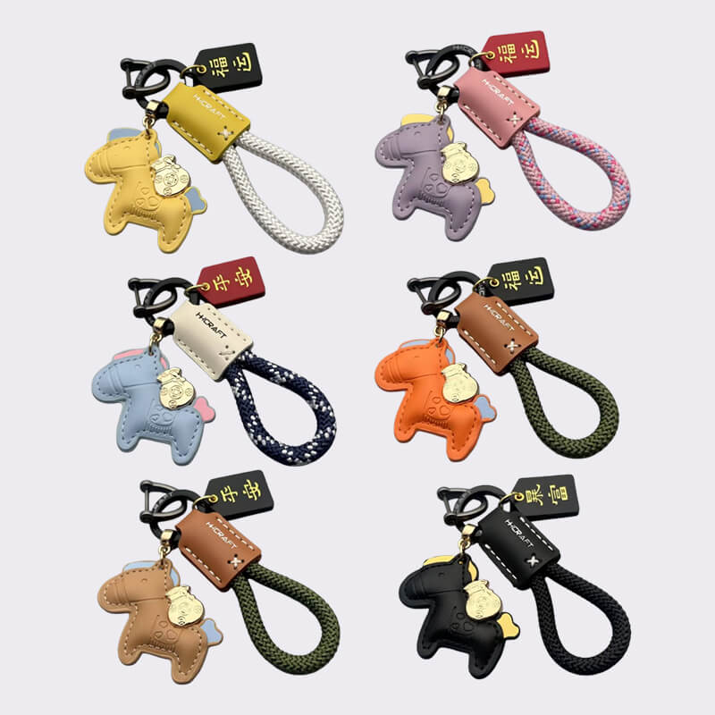 Fortune Horse PU Keychains