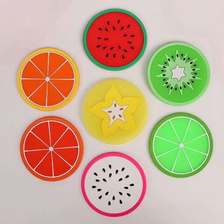 Fruit slice design custom PVC coasters