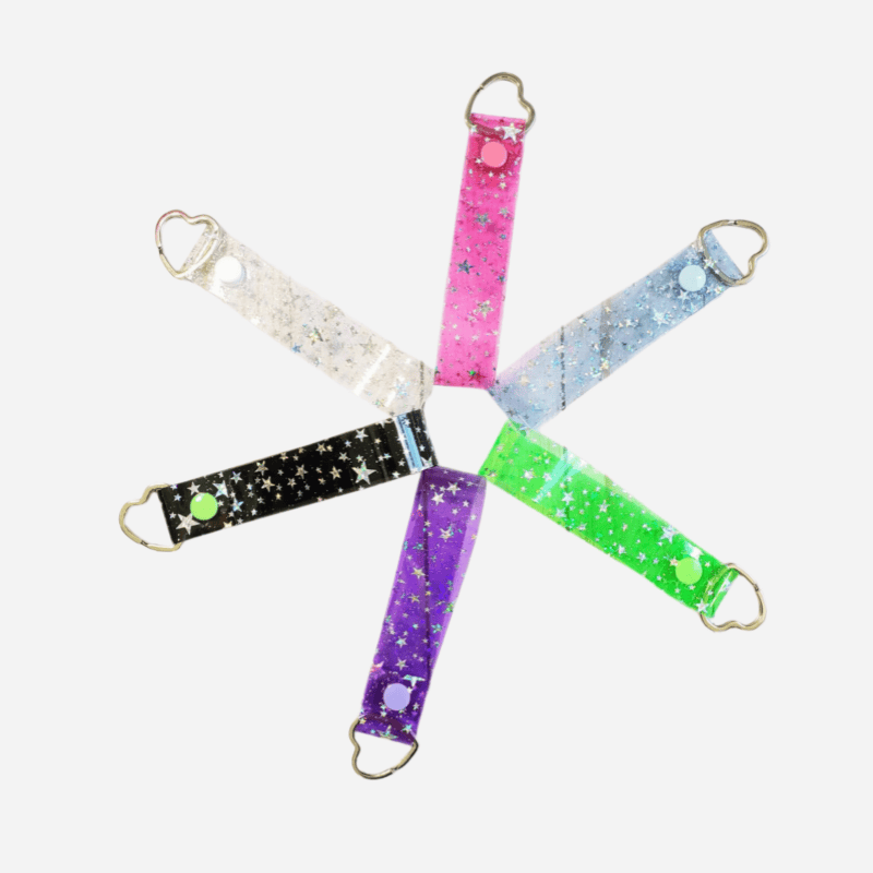 Glitter PVC Heart‑Clasp Wrist Lanyard