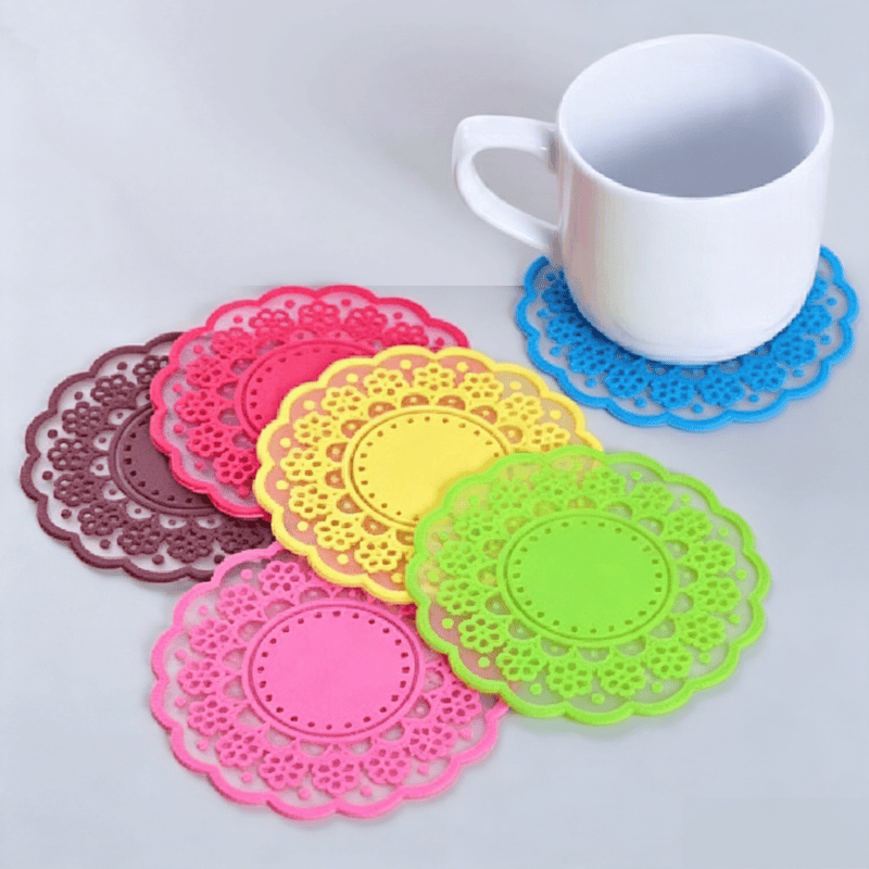 Decorative lace pattern custom PVC coasters