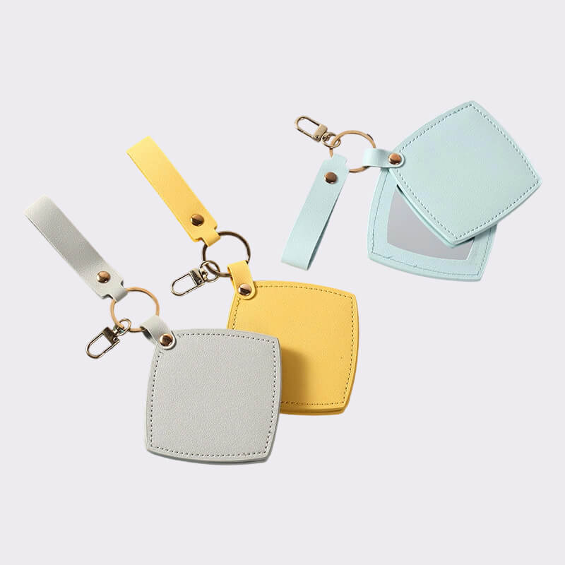 Mini Mirror Leather Keychain