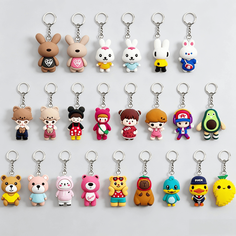 Mixed Cartoon 3D PVC Keychains