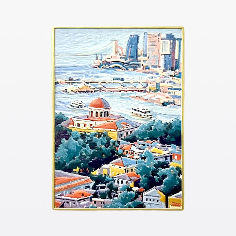 Oil Painting Style Metal Fridge Magnet Gulangyu Coastal City Skyline