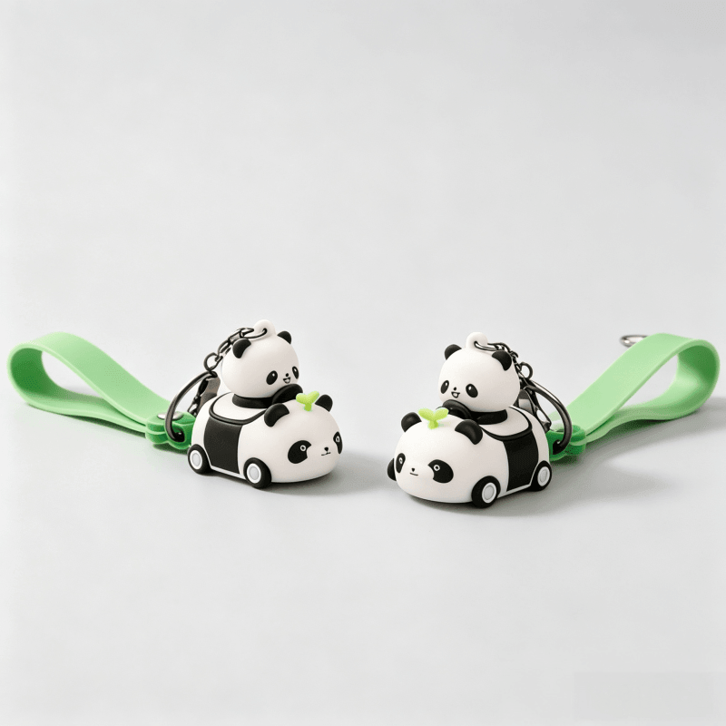 Panda Car 3D PVC Keychains
