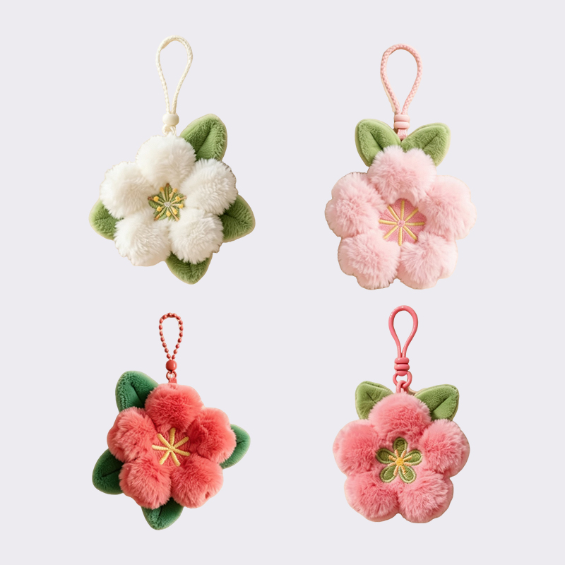 Plush Flower Keychain Set