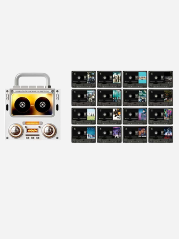 Retro Boombox & Cassette Fridge Magnet Set (White)_600x800