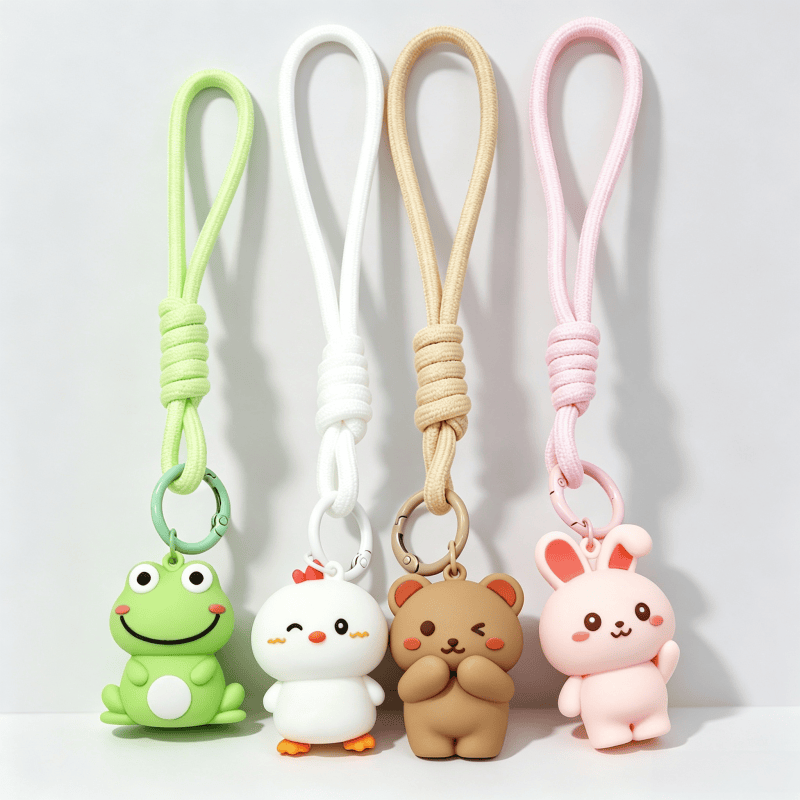 Rope Strap Animal 3D PVC Keychains