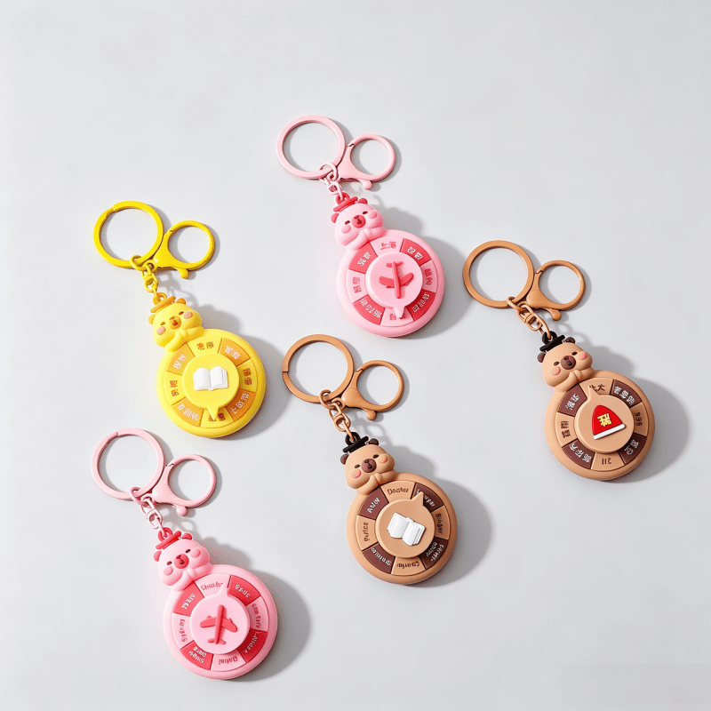 Rotatable Fortune 3D PVC Keychains