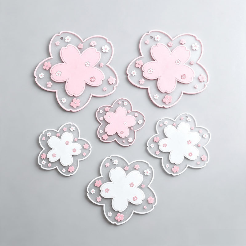 Sakura flower custom PVC drink coasters
