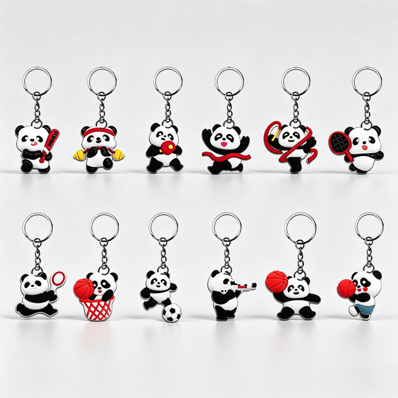 Sports Panda 3D PVC Keychains
