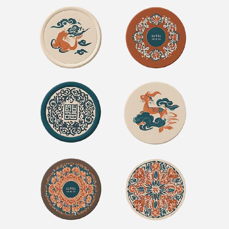 Traditional Chinese-style custom PVC coasters