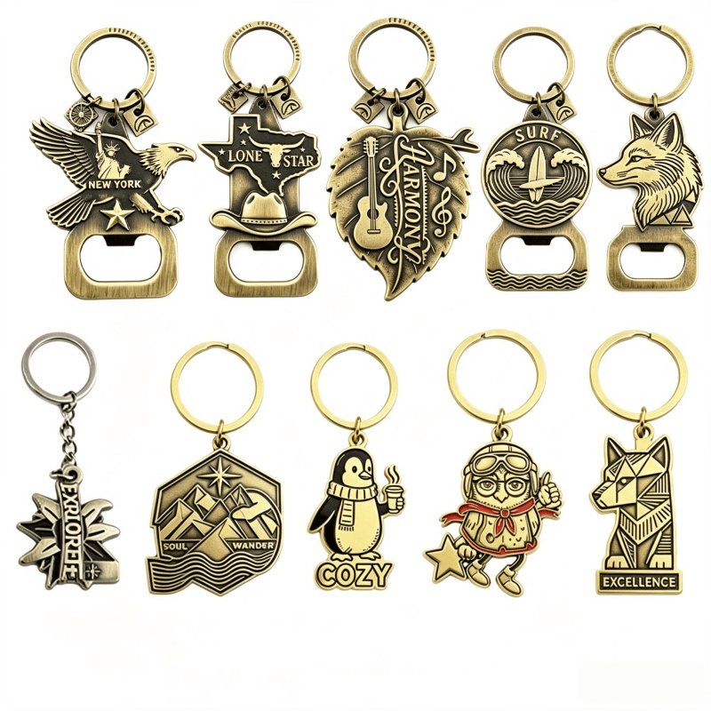 Antique bottle opener keychains for supplier sample comparison