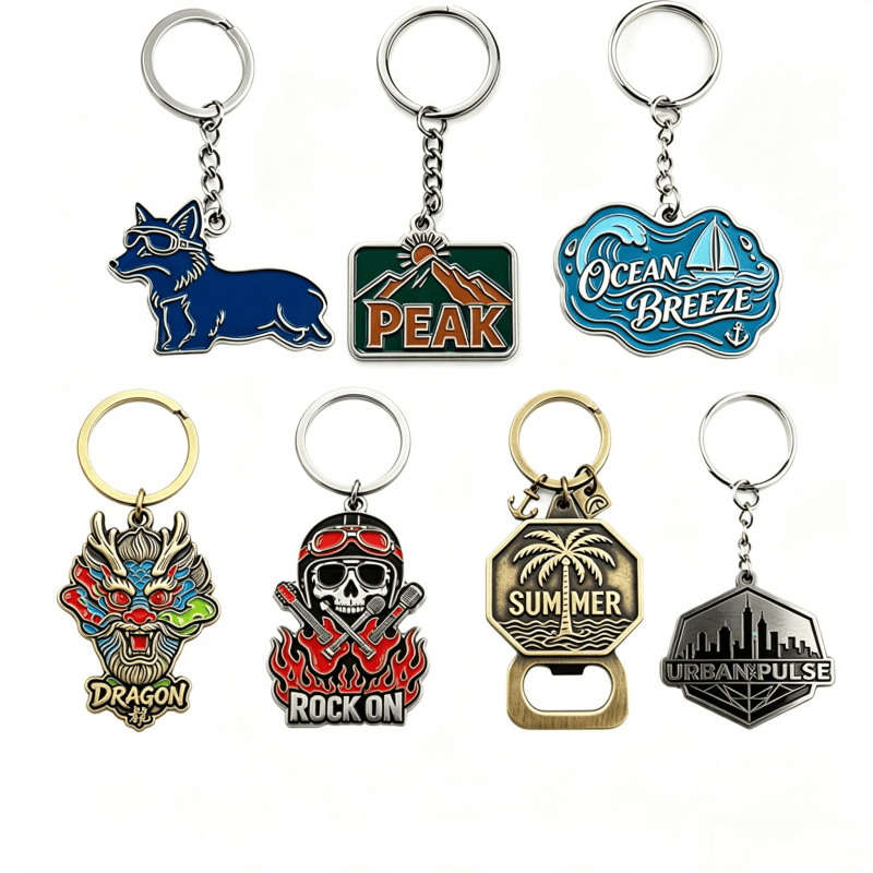 Antique enamel metal keychains with custom shapes