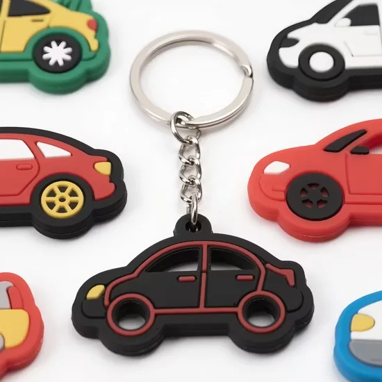 Car-shaped standard rubber charm keychain