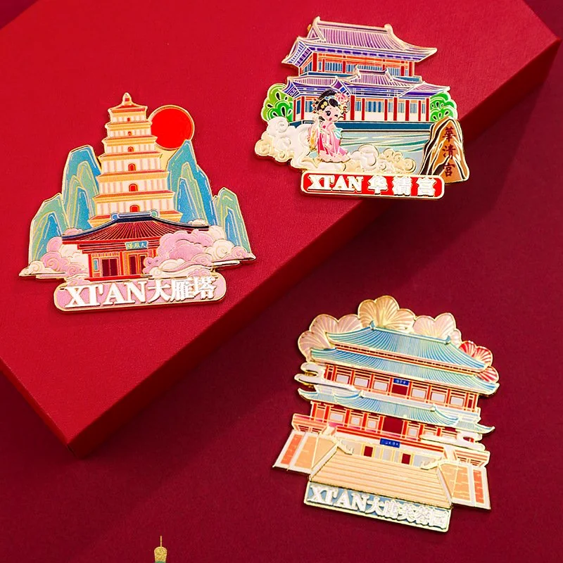 Custom metal landmark fridge magnet samples