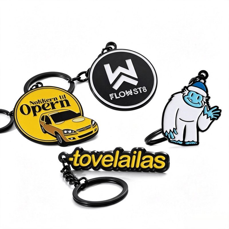 Custom brand logo keychains from a metal keychain factory