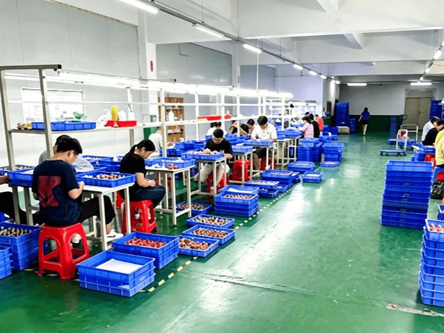 Custom keychain production line with in-process quality checks