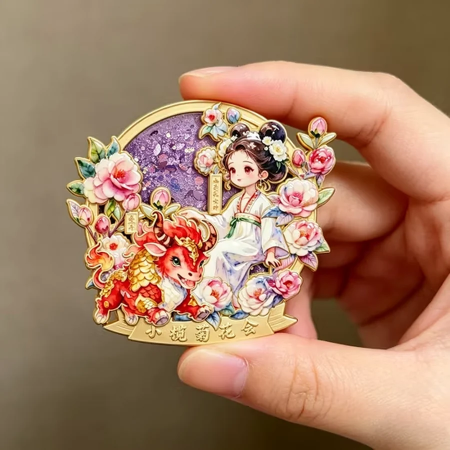 Premium custom metal fridge magnet with detailed finish