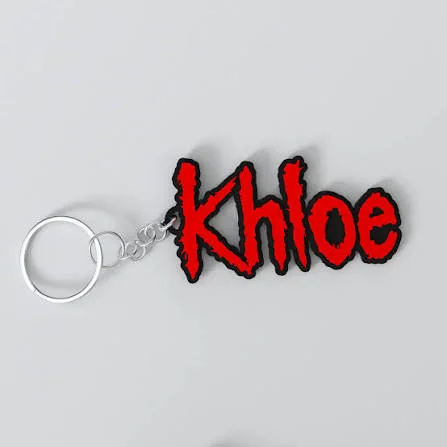Custom name soft PVC keychain with bold molded lettering