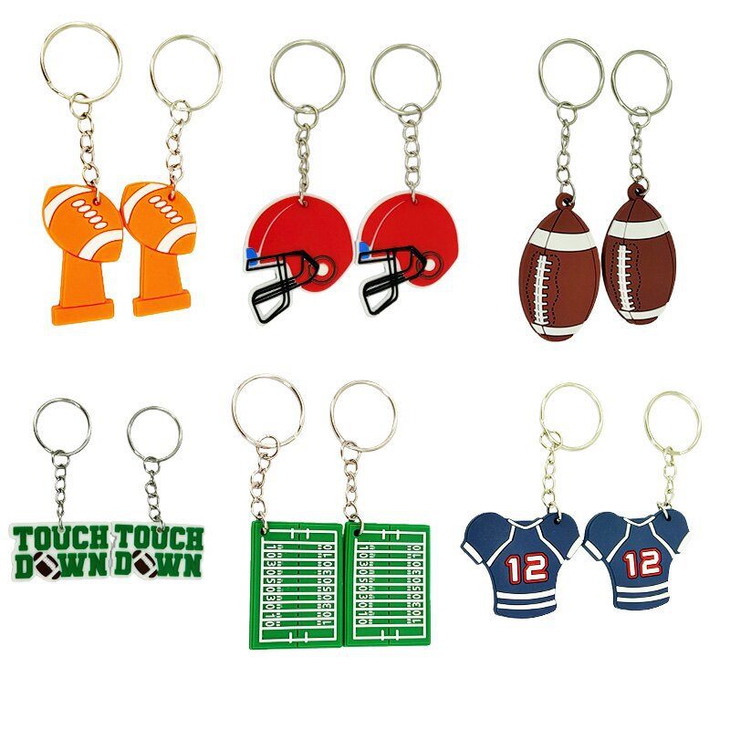 Custom PVC sports ball keychains showing molded shape options