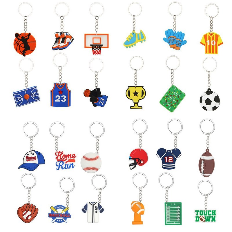 Sports keychains used for workmanship and color quality checks