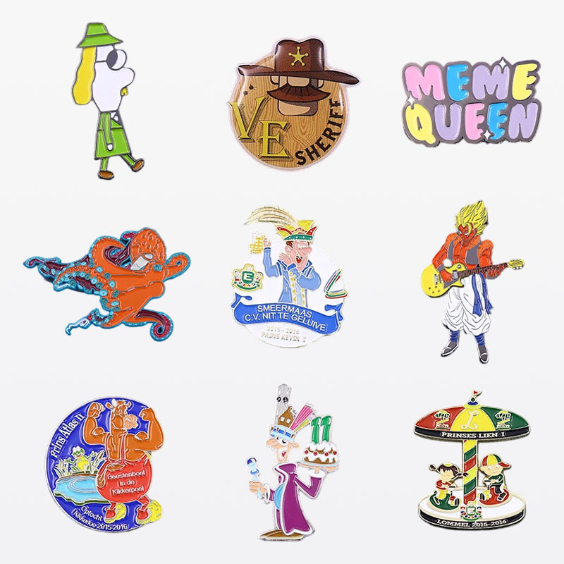Custom Zinc Alloy Hard Enamel Lapel Pins, Personalized Logo Anime Cartoon Metal Badge for Souvenir Gift