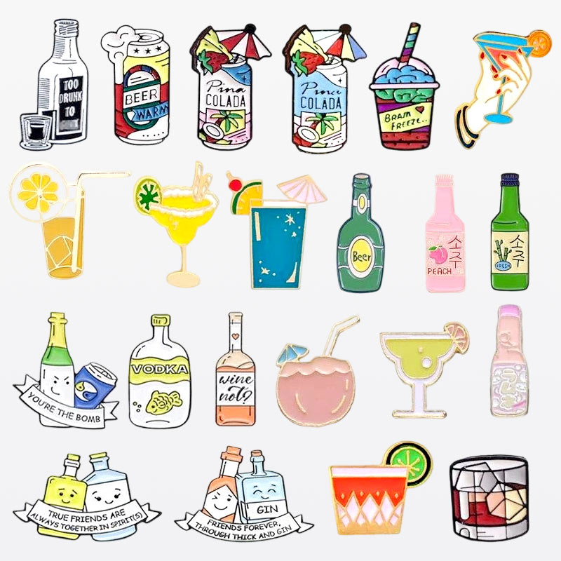 Drink and Beverage Themed Hard Enamel Pins