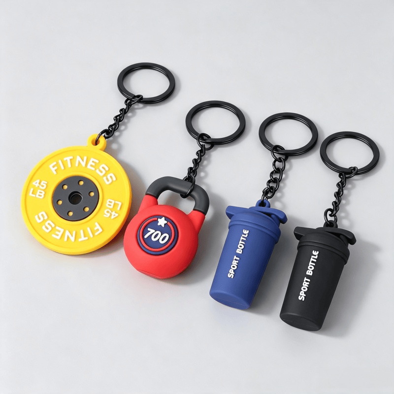 Fitness themed keychains for promotional product review