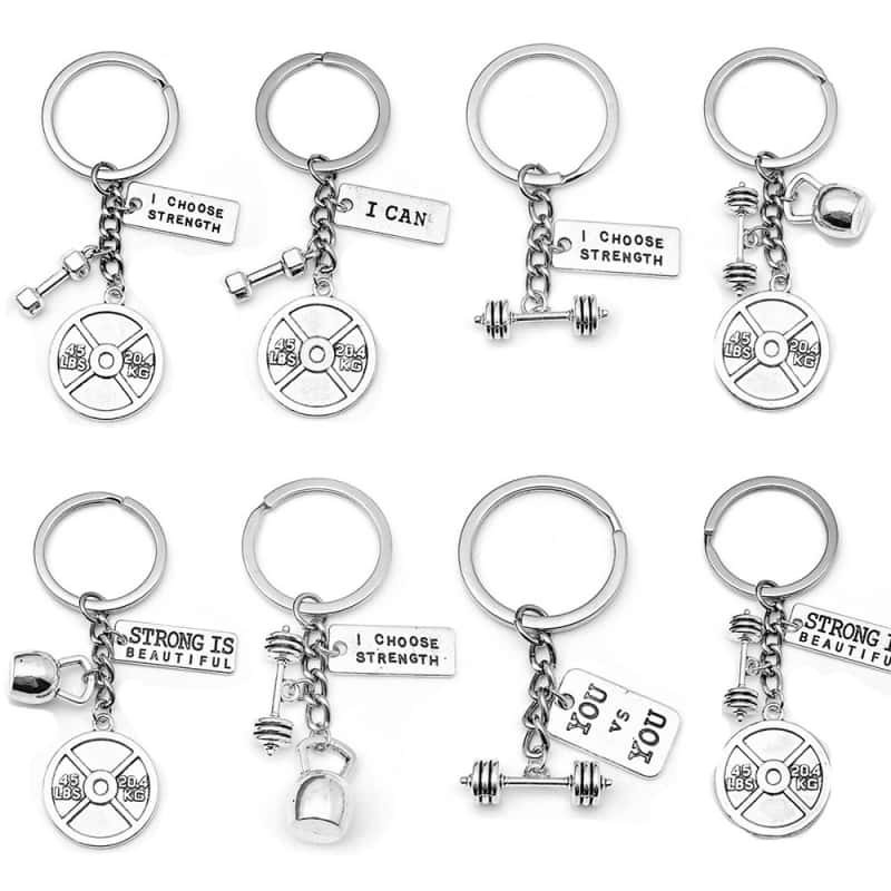 Fitness themed metal keychains for intended-use review