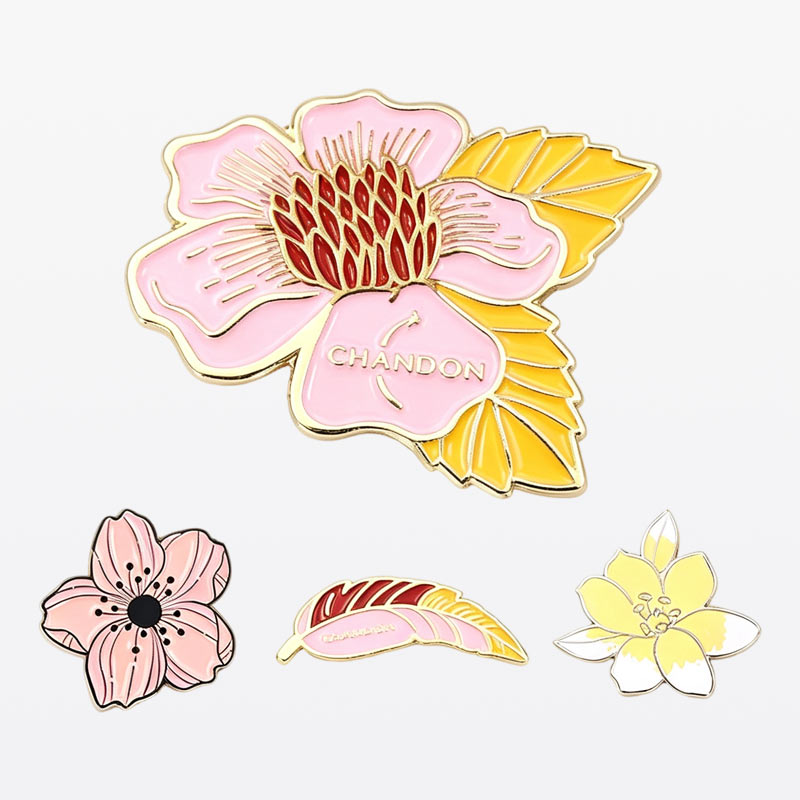 Flower and Leaf Plant Custom Hard Enamel Lapel Pins