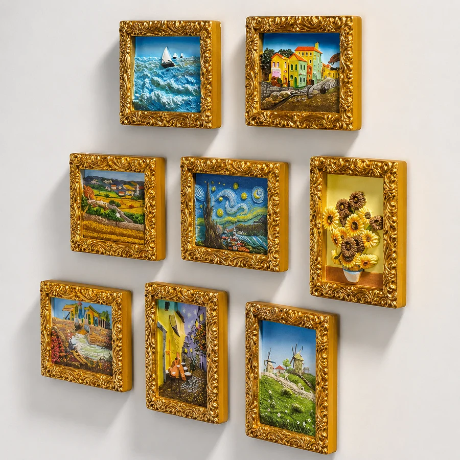 Framed fridge magnet samples for MOQ planning