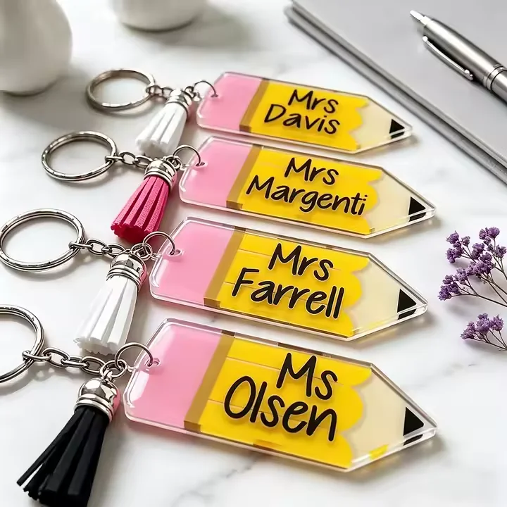 Full-color custom acrylic keychains with printed artwork
