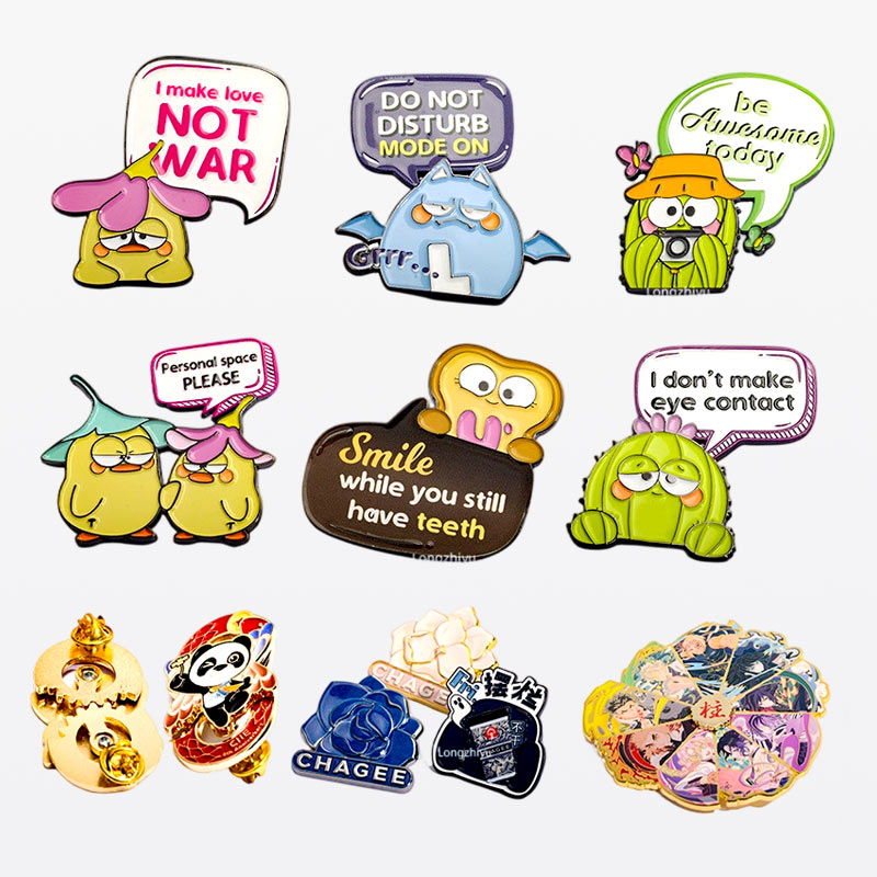 Funny Slogan Cartoon Character Enamel Pins