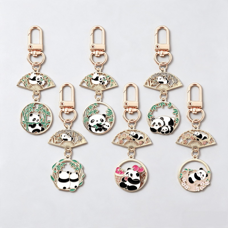 Golf metal keychains with decorative plated attachments