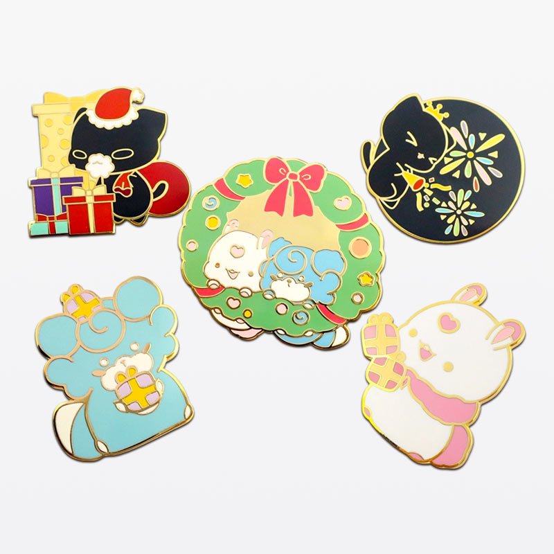 Holiday Kawaii Cartoon Character Enamel Pins