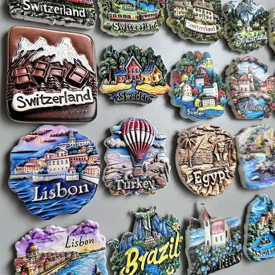 International relief souvenir fridge magnet collection