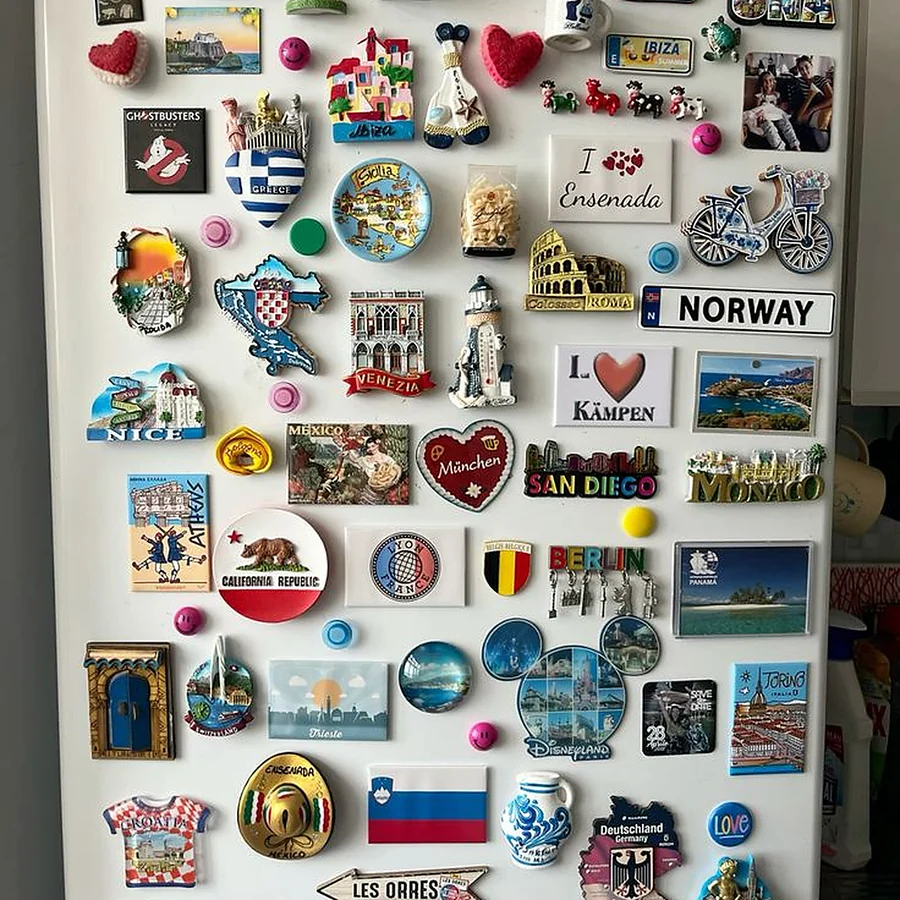 International travel souvenir fridge magnet collection