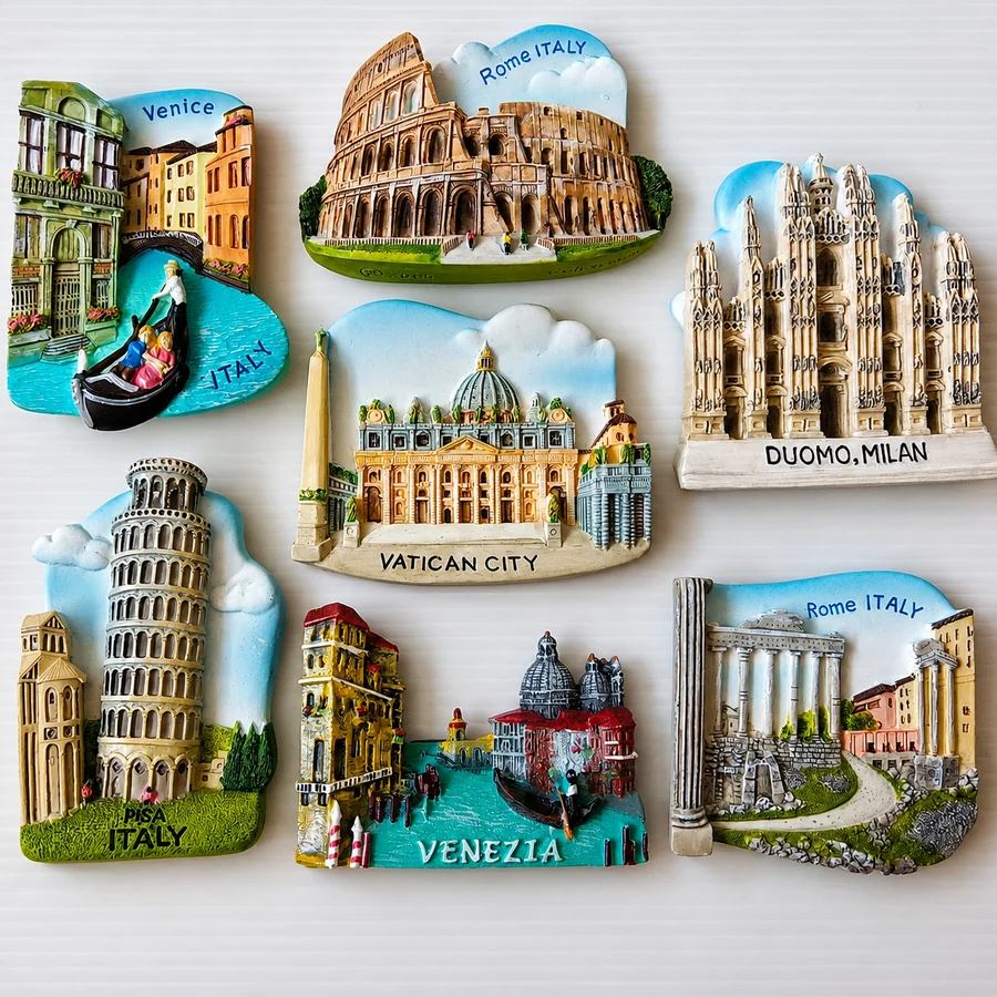 Italian landmark souvenir fridge magnet designs