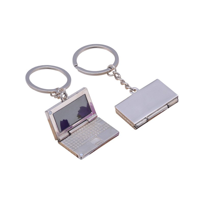 Laptop shaped custom metal keychains for artwork review