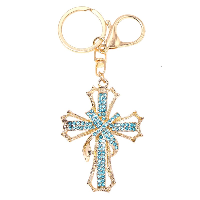 Metal cross keychain requiring plating and material declarations