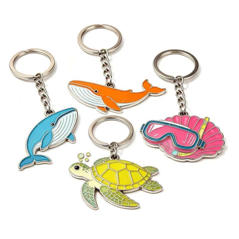 Ocean animal enamel metal keychain samples