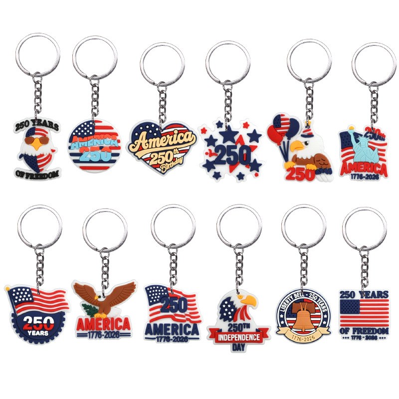 Patriotic keychain samples linked to compliance test evidence