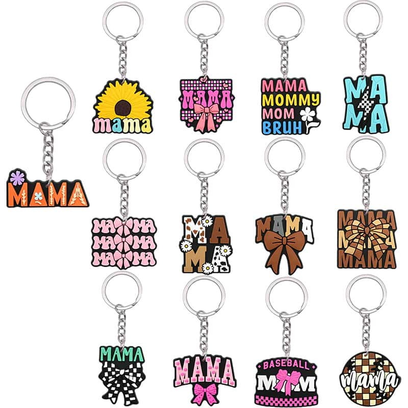 Colorful PVC mom themed keychains for promotional gifts