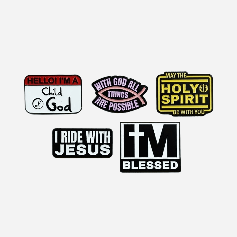 Religious Christian Faith Slogan Enamel Lapel Pins Set