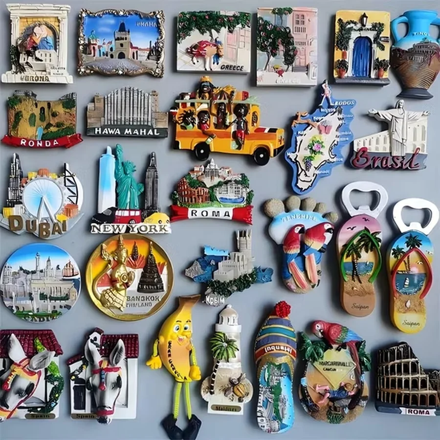 Detailed resin souvenir fridge magnet options
