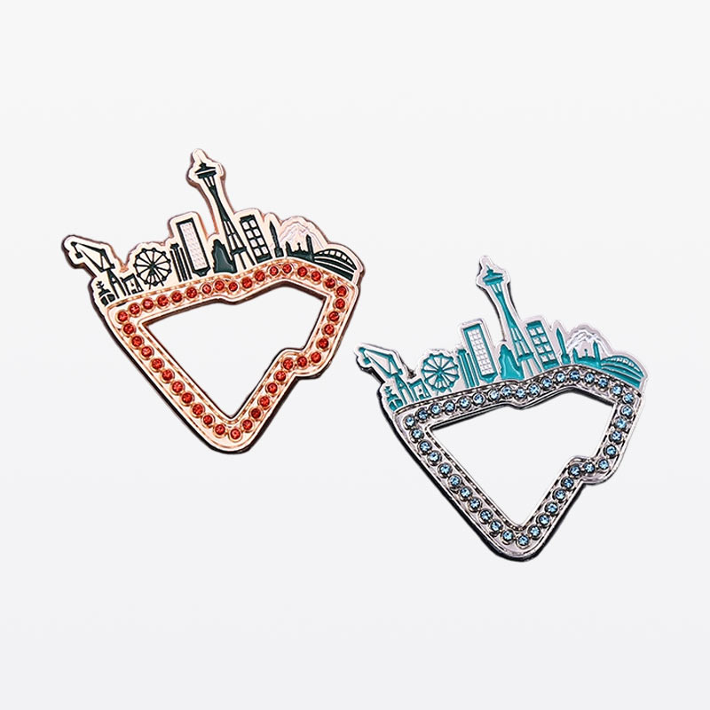 Rhinestone City Skyline Outline Enamel Pins