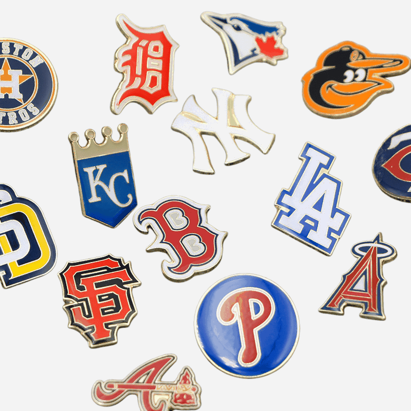 Sports Baseball Team Logo Enamel Lapel Pins Assorted