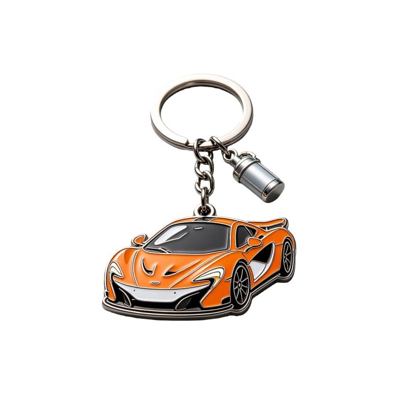Sports car metal keychain pre-production sample