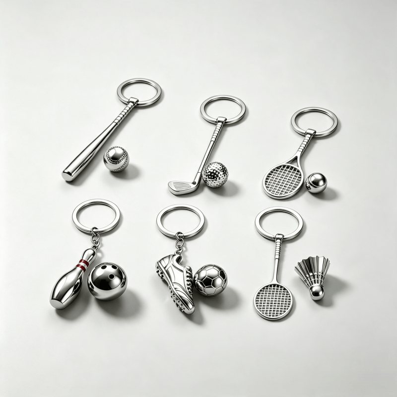 Sports equipment metal keychains for hardware inspection