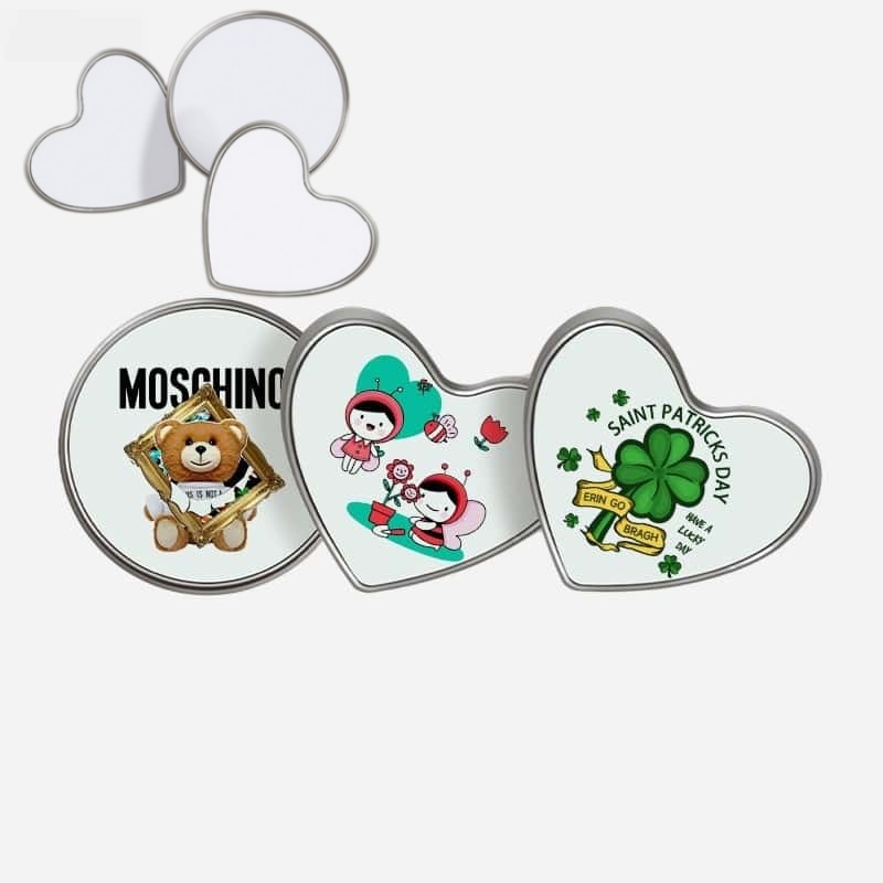 Sublimation Blank Heart and Round Metal Pin Badge Blanks